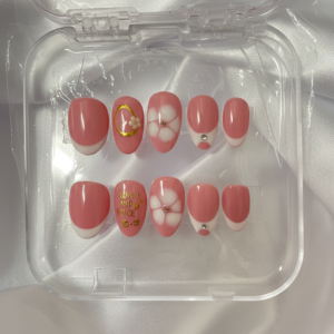 Sweet Blossom With French Tip Nails