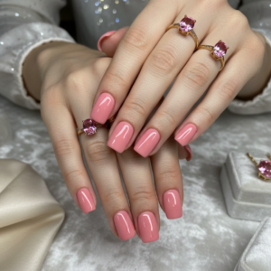 Blush Pink Glossy Square Press-On Nails