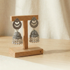 Classic Antique Silver Jhumkas