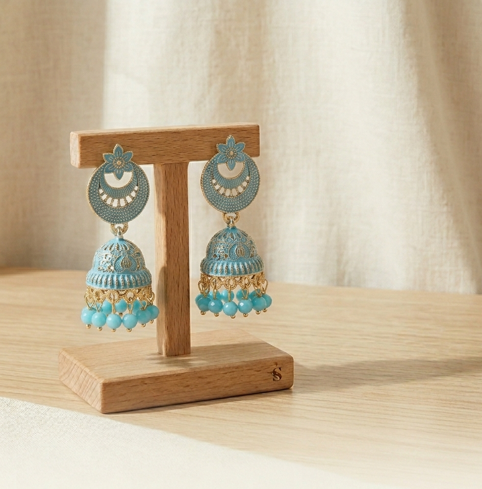 Sky Blue Serenity Jhumkas
