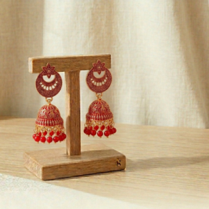 Scarlet Red Festive Jhumkas