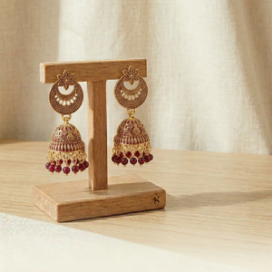 Maroon Gold Heritage Jhumkas