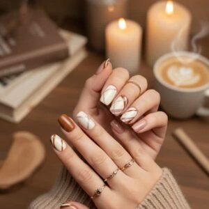 Chocolate Brown with Glitter Nails