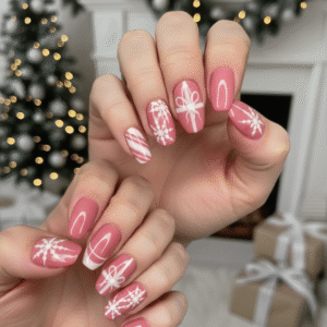 Christmas vibe pink Press ons